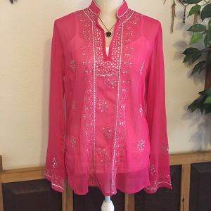 Metro Style embellished summer tunic top NWT 10